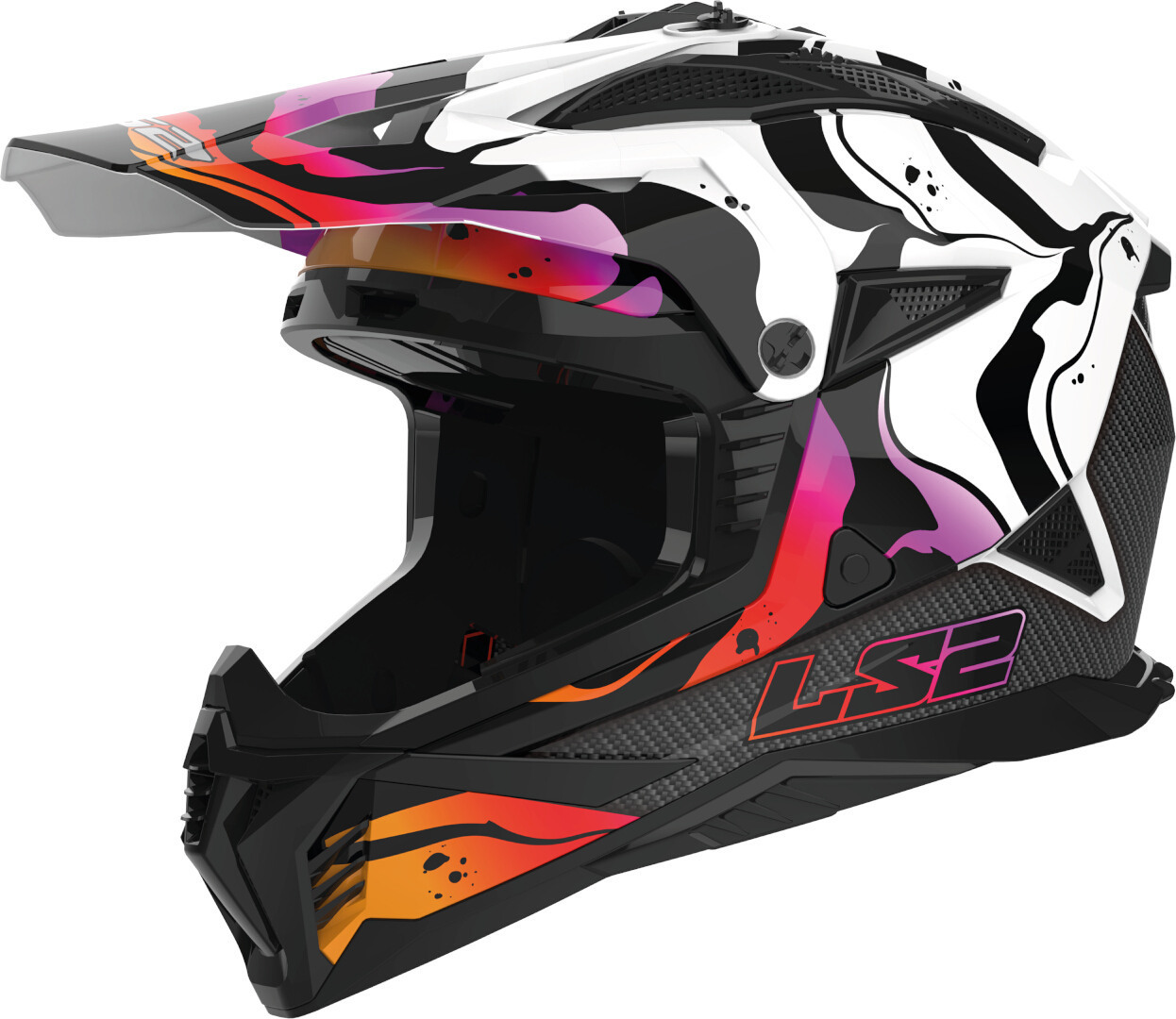 LS2 MX708 Fast II Wash Motocross hjälm svart/vit/rött XXL (63/64) Figur 1