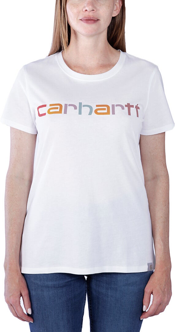 Carhartt Relaxed Fit Lightweight Multi Color Logo Graphic Dames T-Shirt Wit L Figuur 3