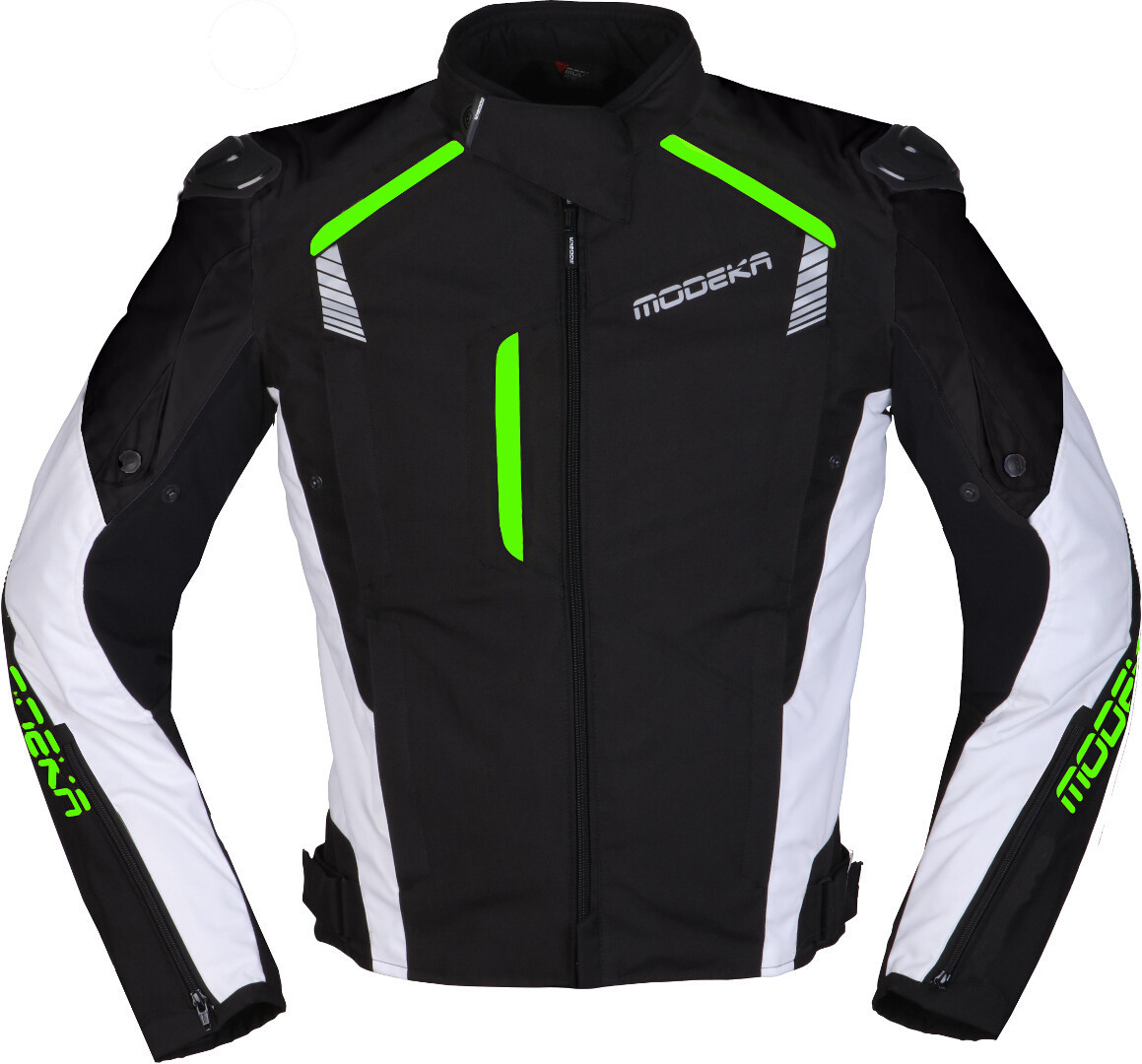 Modeka Lineos Motorcycle Textile Jacket black/white/green M Figure 1