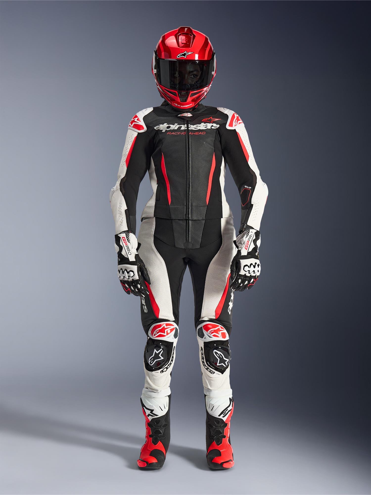 Alpinestars Stella GP-R7 Ladies Two Piece Motorcycle Leather Suit black/white/red 46 Figure 10