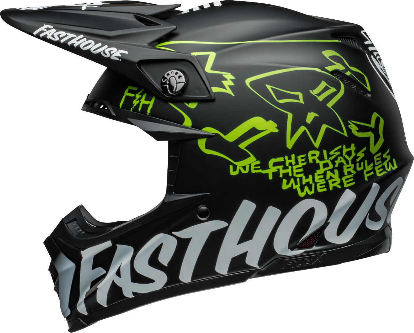 Bell Moto-9S Flex Fasthouse MC Core Cască de motocross negru mat/argintiu/galben-neon S (55/56) Figura 1
