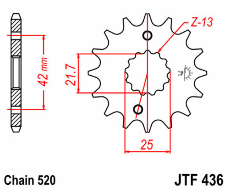 PIGNONS JT Pignon acier standard 436 - 520 Figure 3