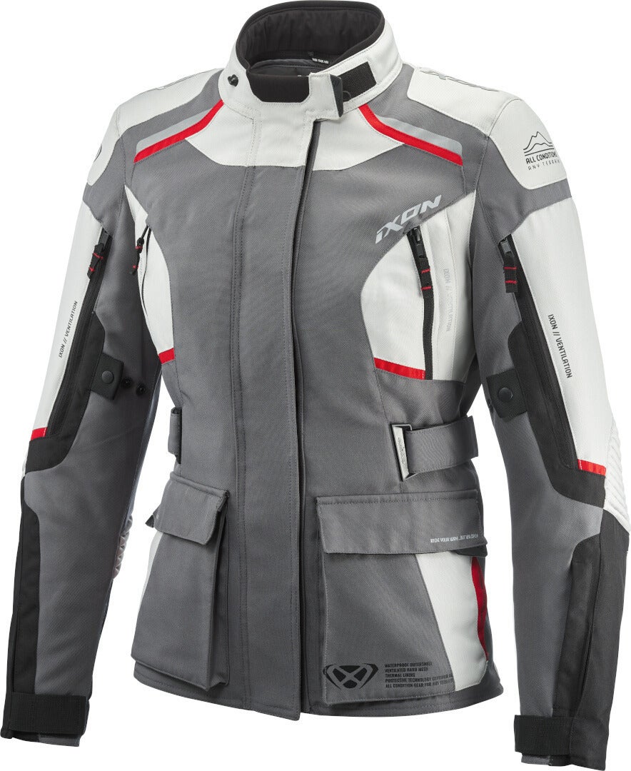 Ixon Midgard Waterproof Ladies Motorcycle Textile Jacket black/grey/red M Figure 1