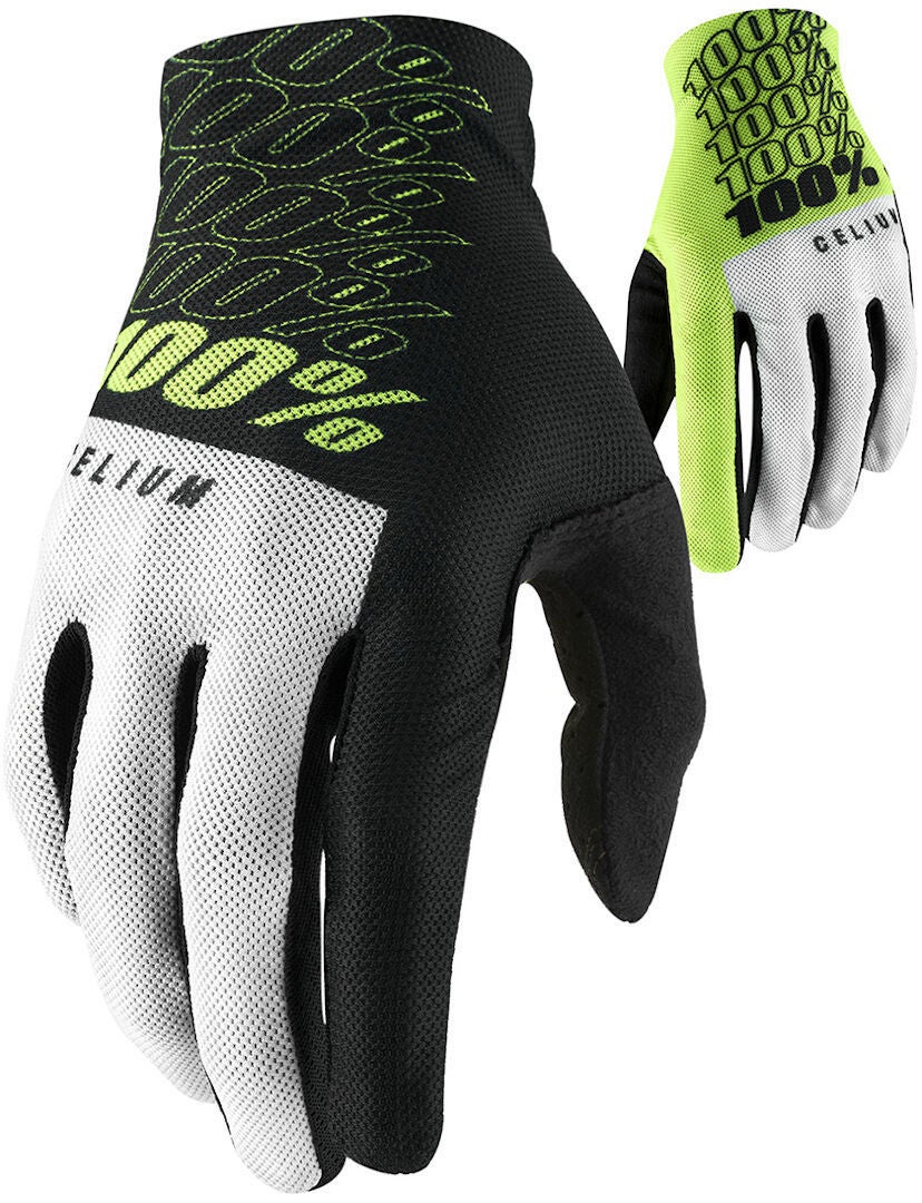 100% Celium Gants de vélo Noir/Blanc/Néon-jaune XL Figure 1