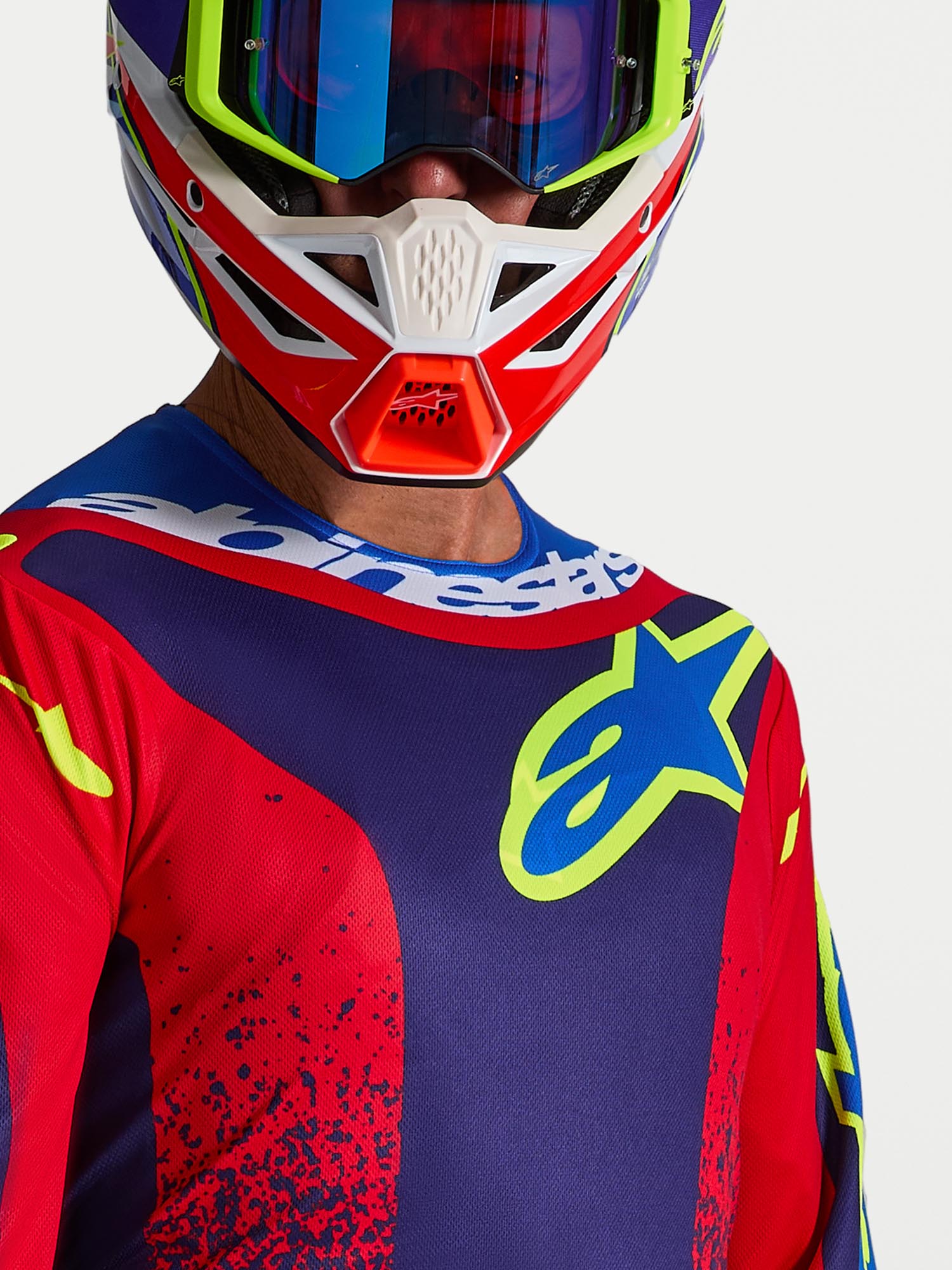 Alpinestars Fluid Drag 越野摩托車衫 藍/紅/白 S 圖5