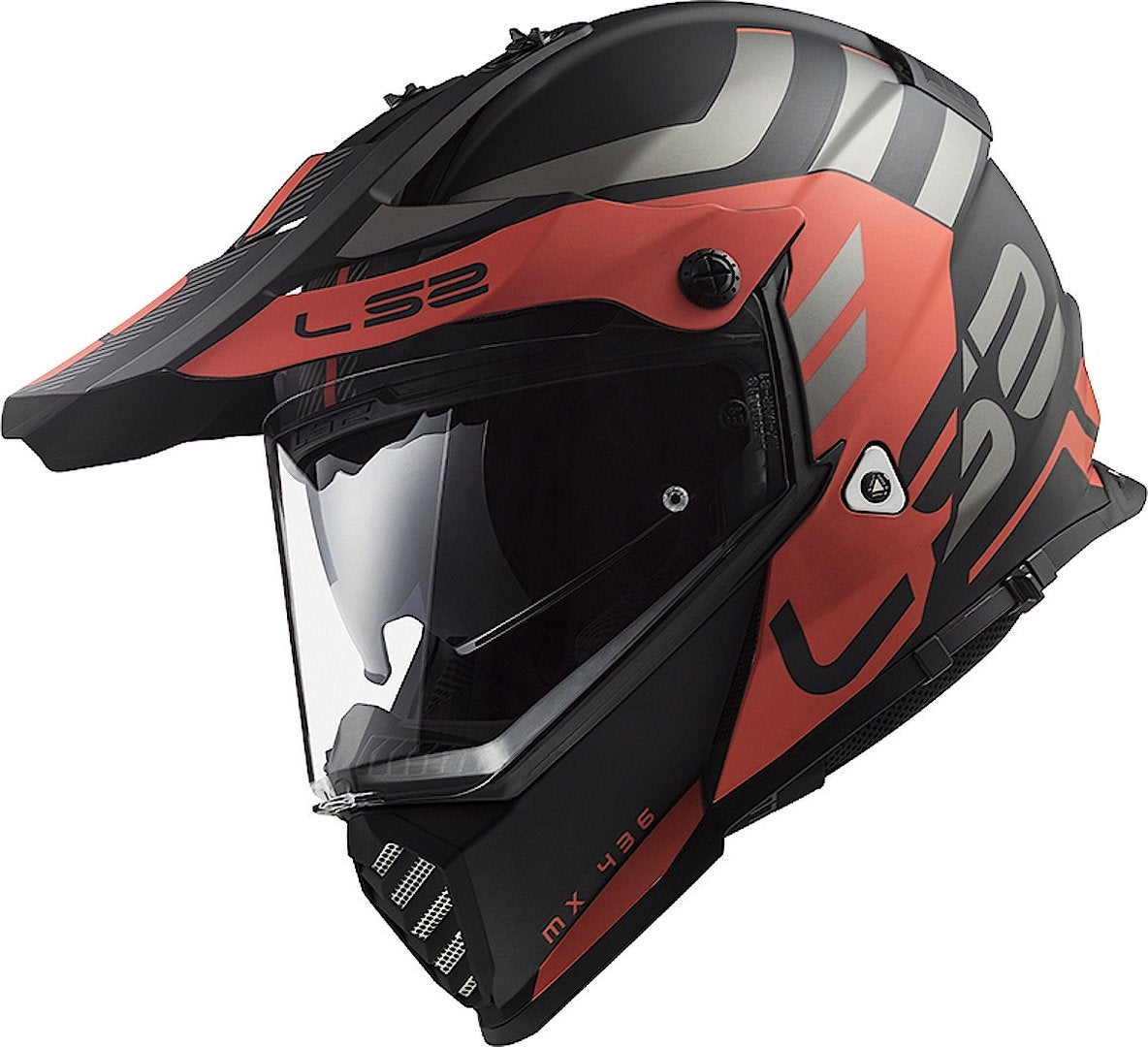 LS2 MX436 Pioneer Evo Adventurer Motocross hjelm sort mat/rød XL (61/62) Figur 4