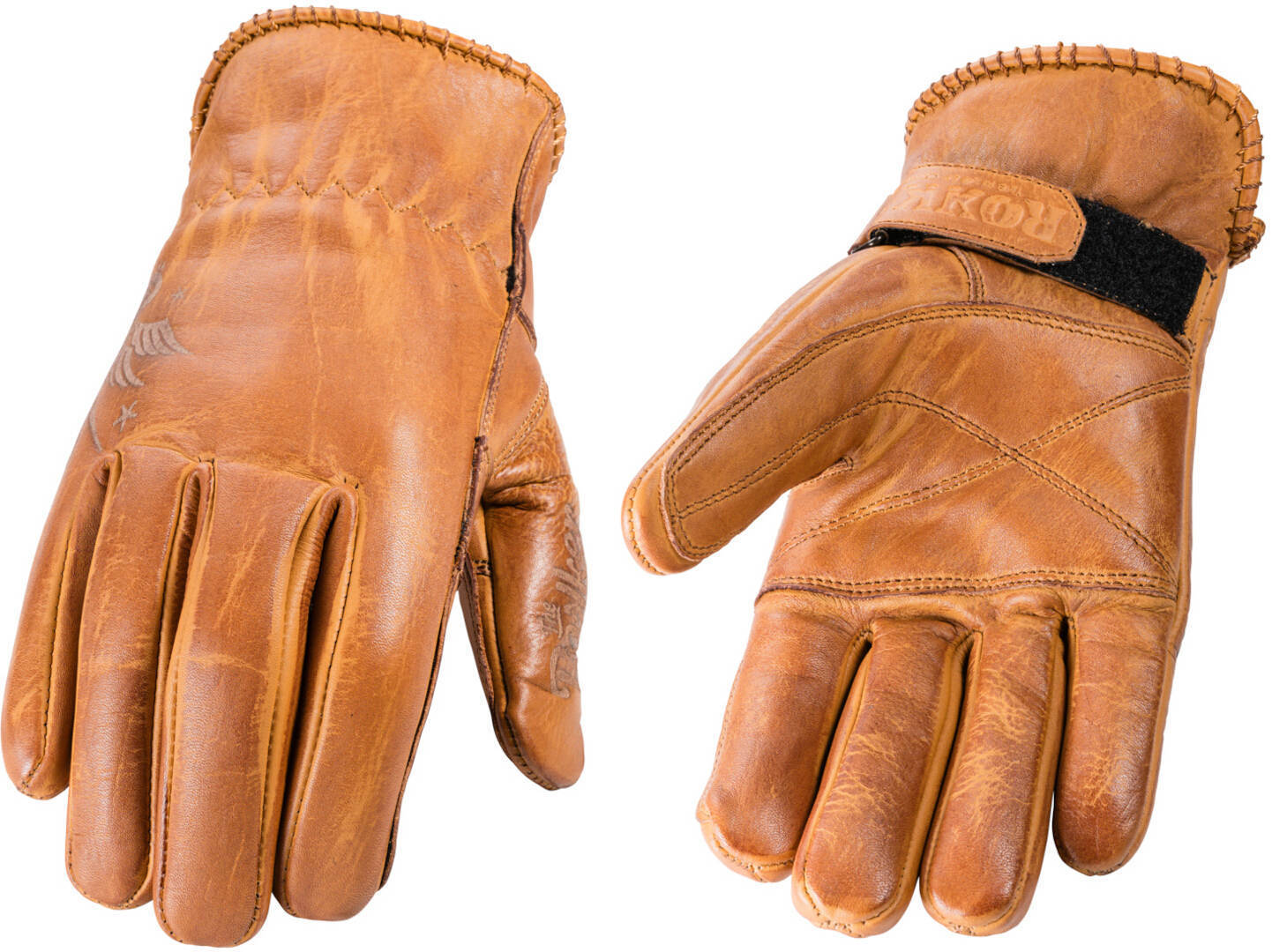 Rokker Tattoo Bird Ladies Motorcycle Gloves light brown M Figure 1
