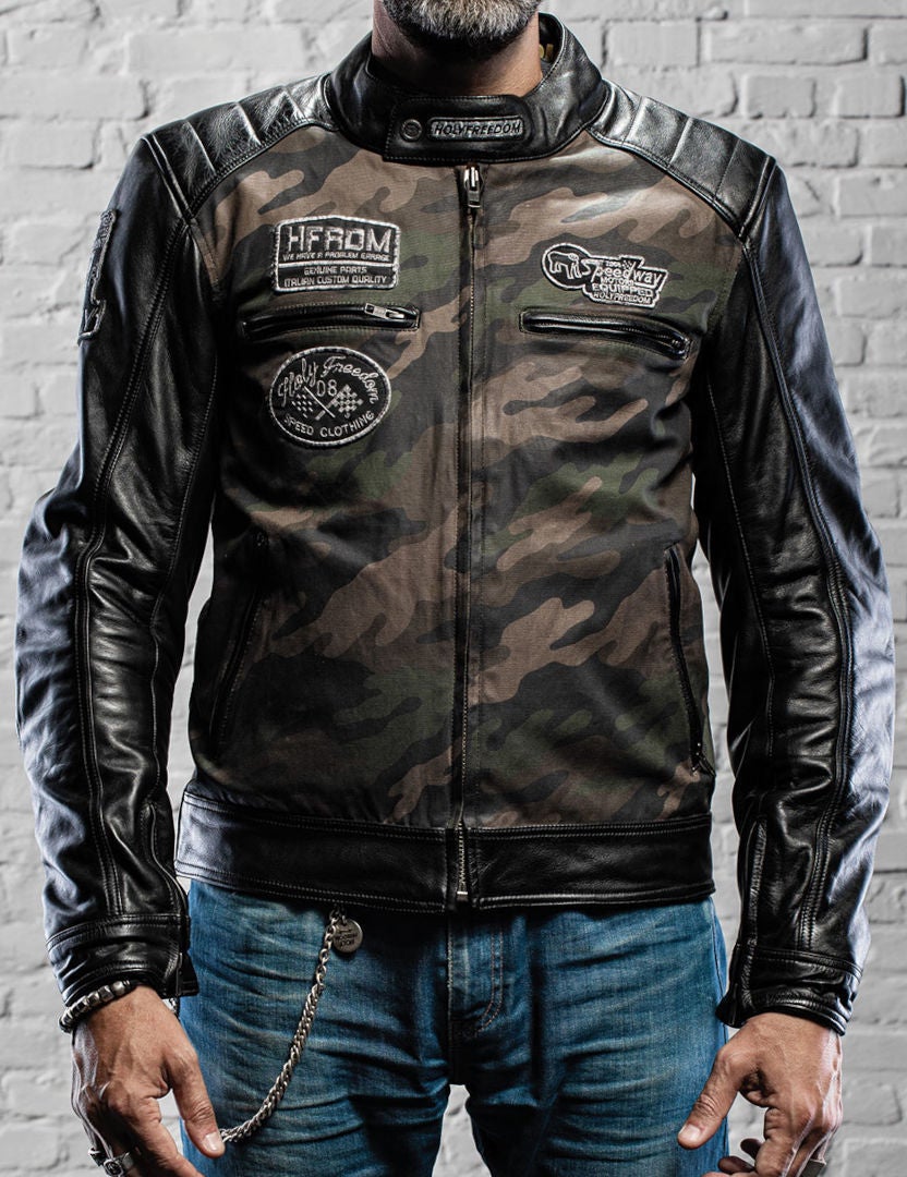HolyFreedom Zero Camo Motorrad Lederjacke 3XL Abbildung 6