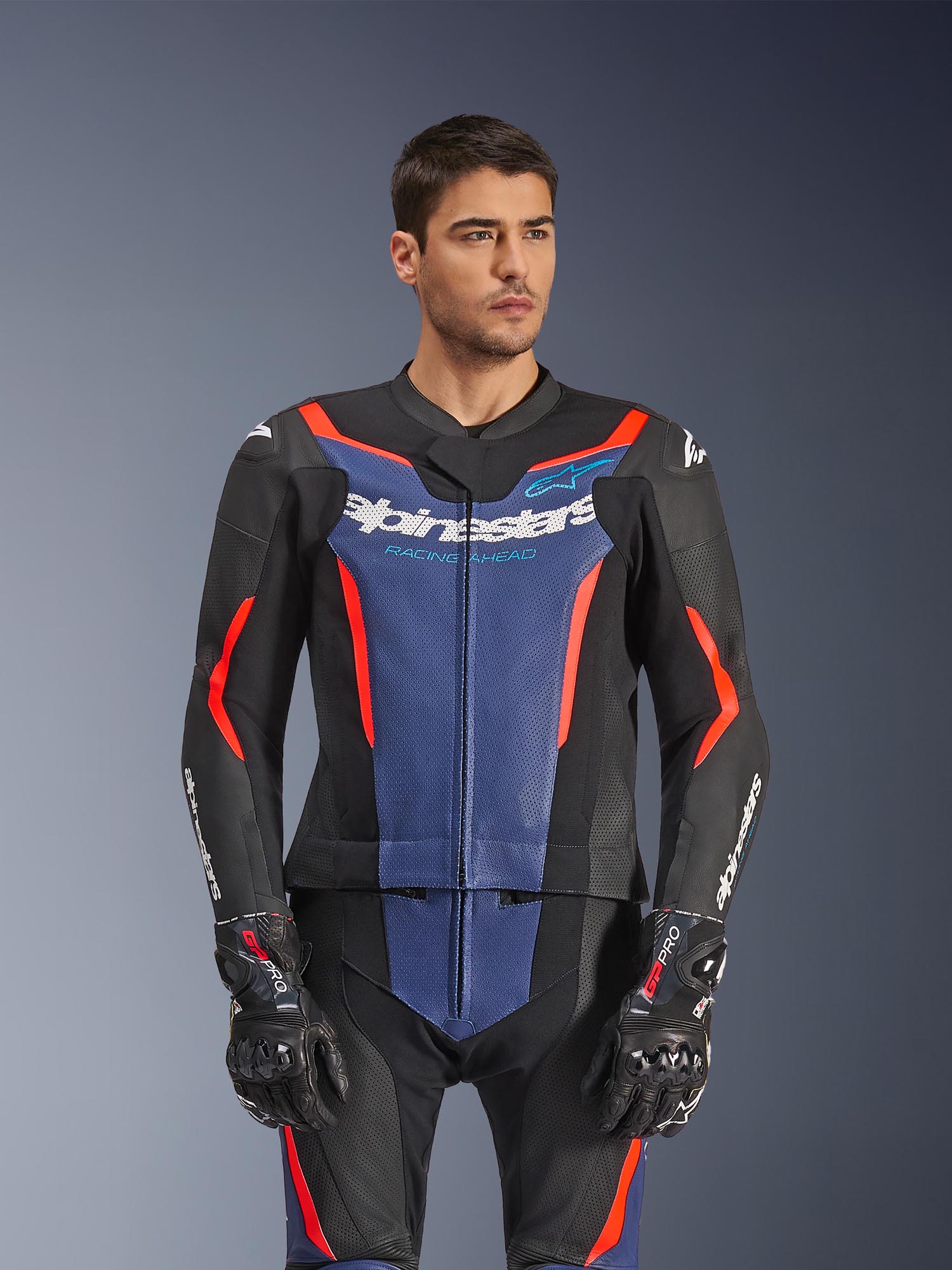 Alpinestars GP Force V2 Two Piece Motorcycle Leather Suit black/blue/red 58 Figure 3
