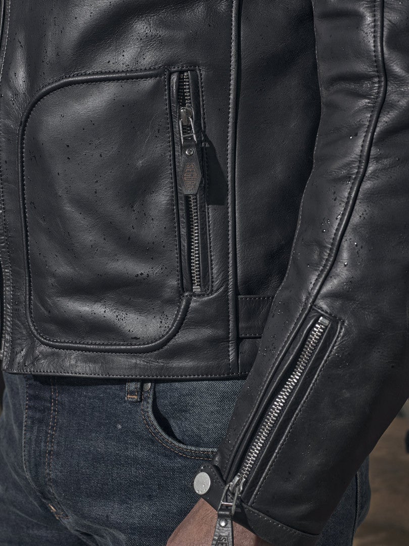 Side view of Segura Lewis Motorcycle Leather Jacket