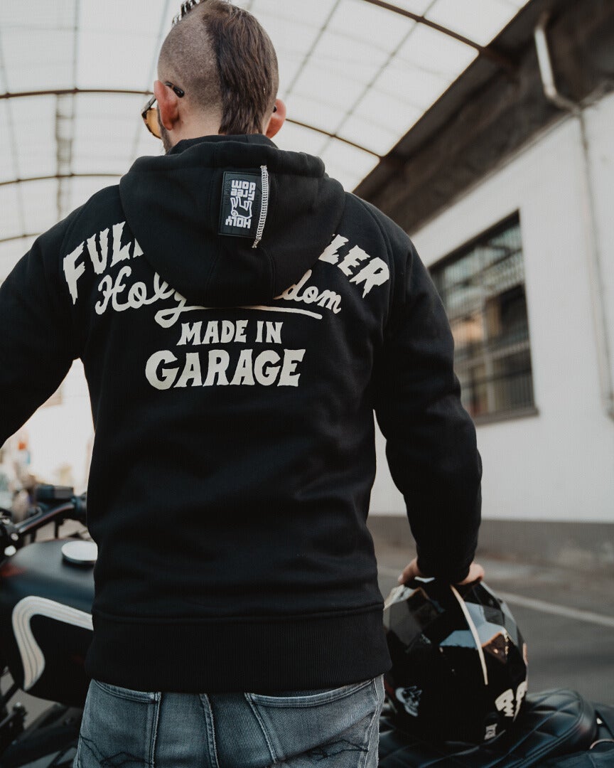 Side view of HolyFreedom Japan Dream Motorcycle Zip Hoodie