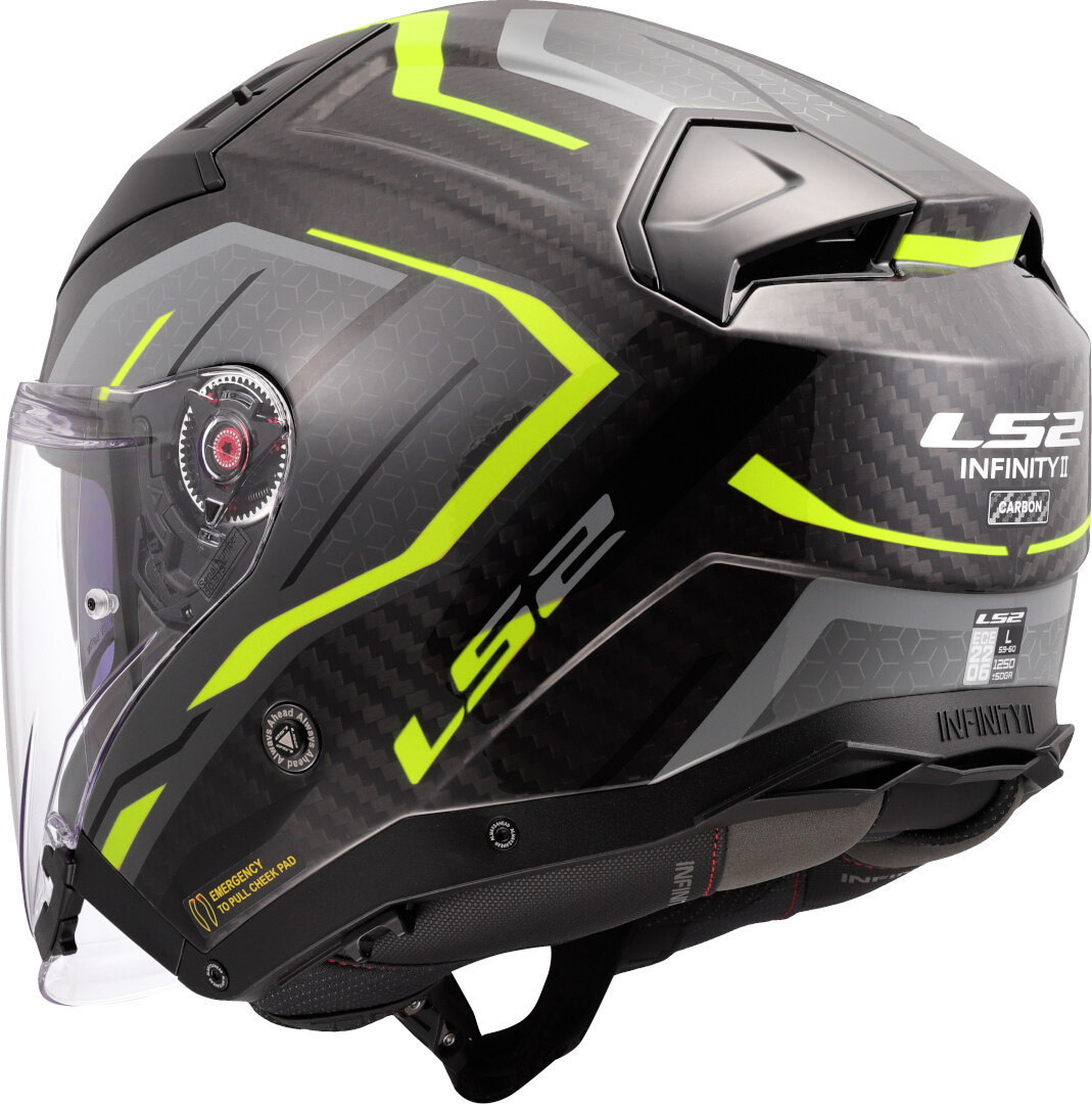 LS2 OF603 Infinity II Carbon Urus Cască cu reacție Carbon/Galben Neon M (57/58) Figura 3
