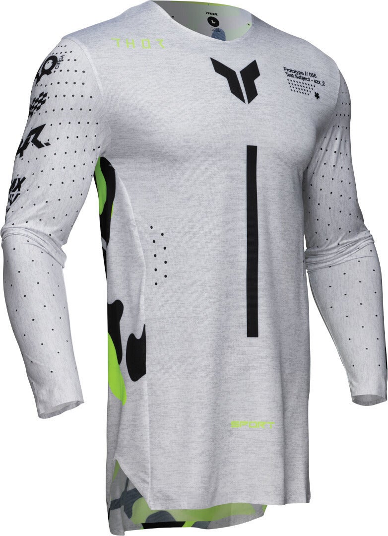 Thor Sportmode Riot Motocross trøje lysegrå/sort/neongul 3XL Figur 2
