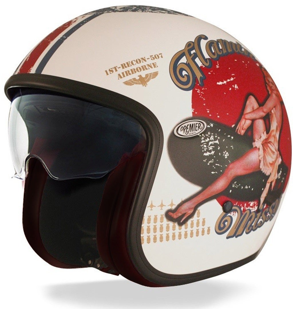 Premier Vintage Pin Up Casque jet Blanc L (59/60) Figure 1