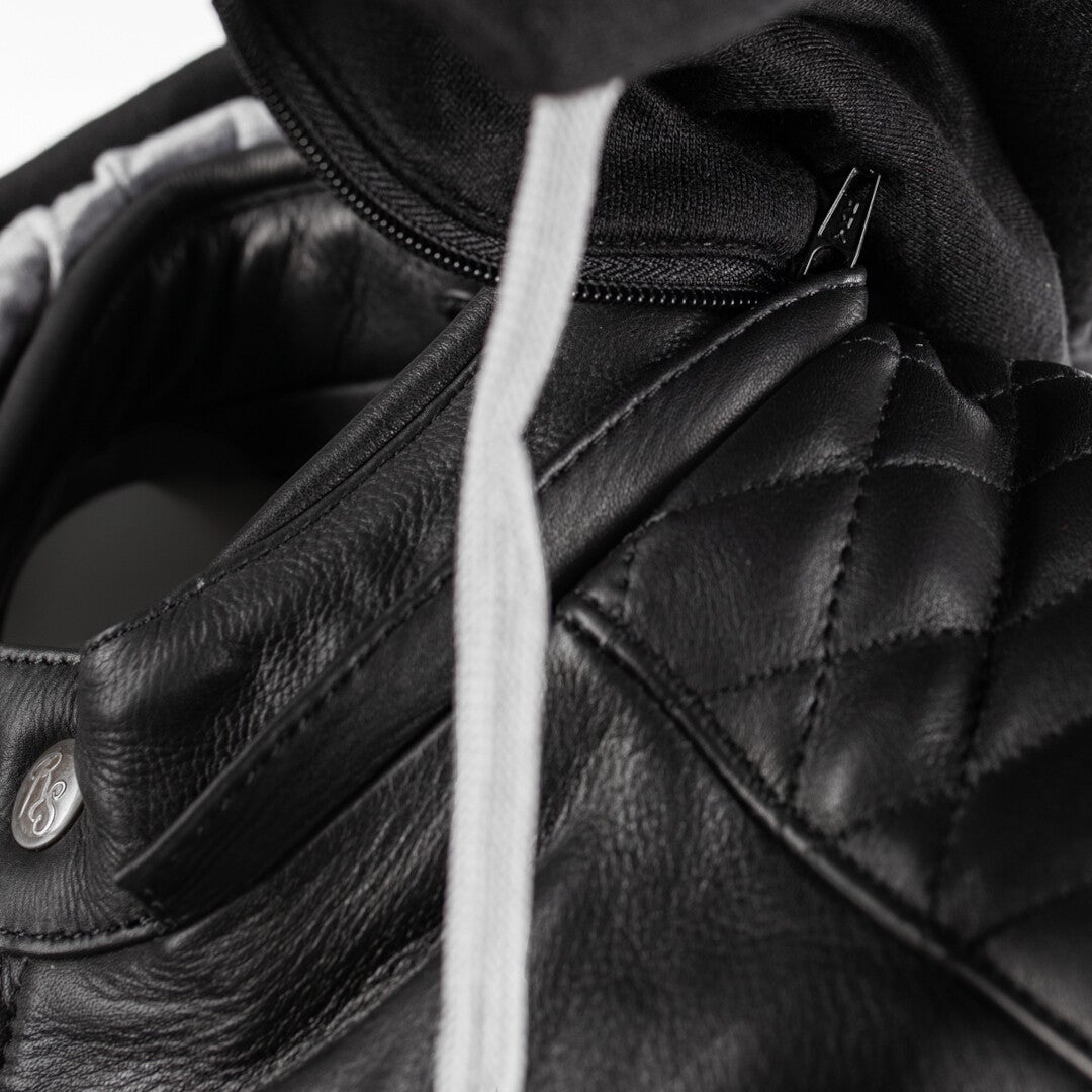 Rusty Stitches Super Jari Hooded V2 Motorcycle Leather Jacket black/white 7XL Figure 3