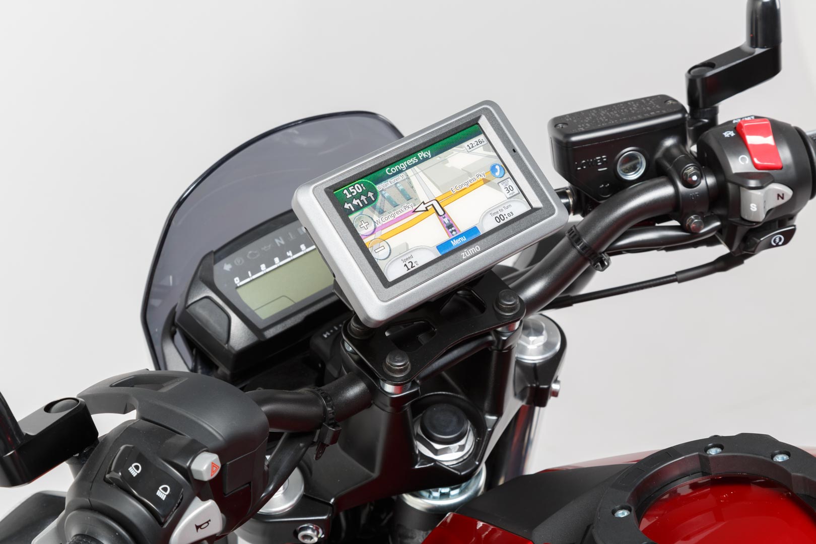 SW-Motech GPS-fäste för styr - Svart. BMW / Honda / Suzuki modeller. Figur 1