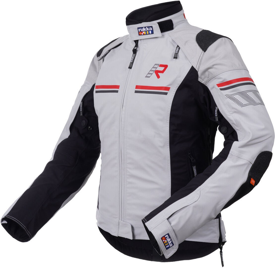 Rukka Armatou-R wasserdichte Damen Motorrad Textiljacke hellgrau/schwarz/rot 38 Abbildung 1