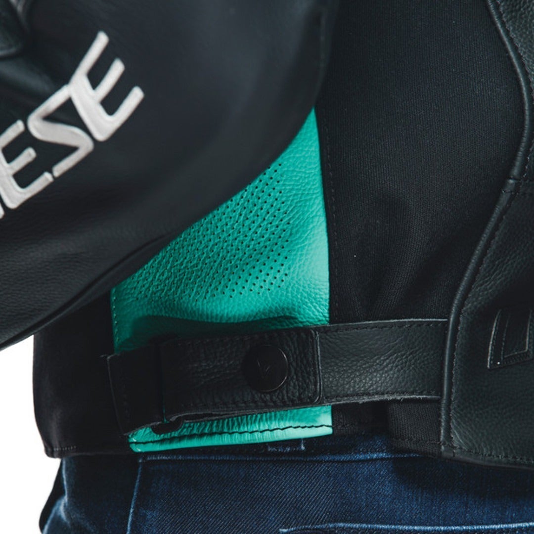 Dainese Racing 4 Perforeret Damer Motorcykel læderjakke Sort/turkis 50 Figur 12
