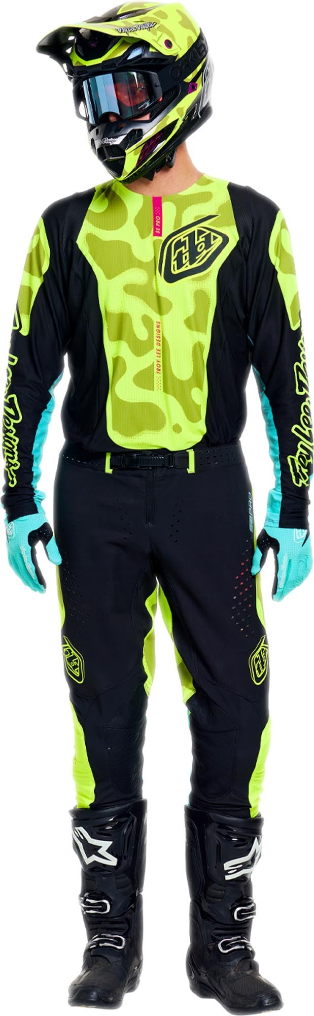 Troy Lee Designs SE Pro Myth モトクロスパンツ 黒/ネオン/イエロー 34 図14
