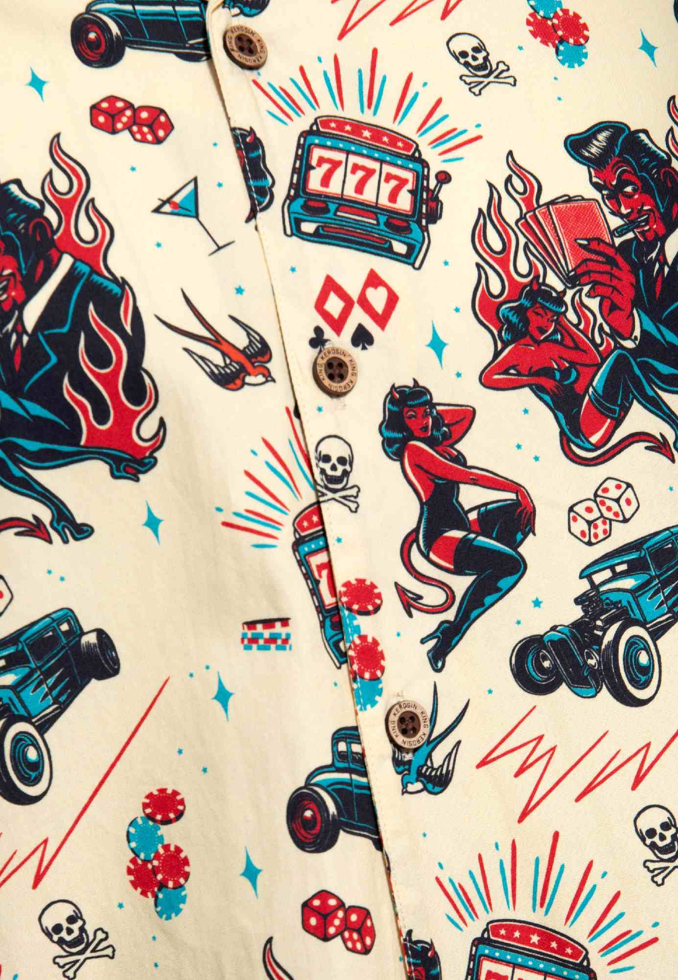 King Kerosin Rockabilly Devil Camicia a maniche corte bianco/multicolore M Figura 4