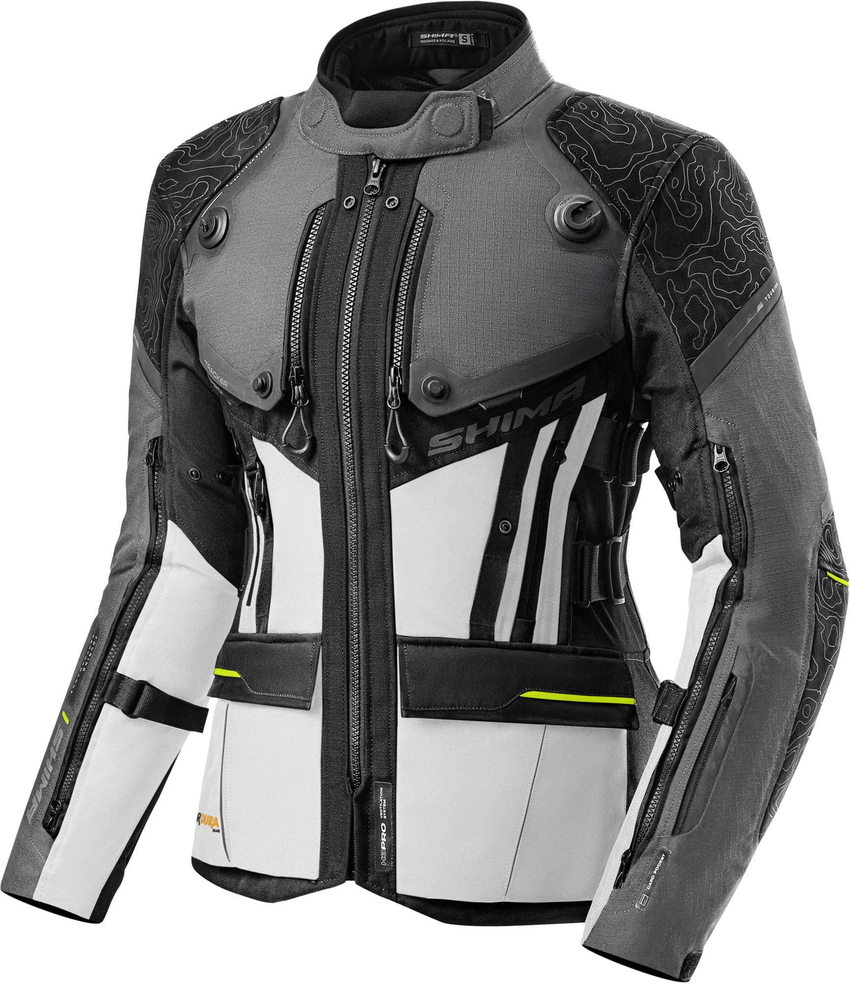 SHIMA Tracker Giacca tessile da motocicletta bianco/grigio/giallo S Figura 1