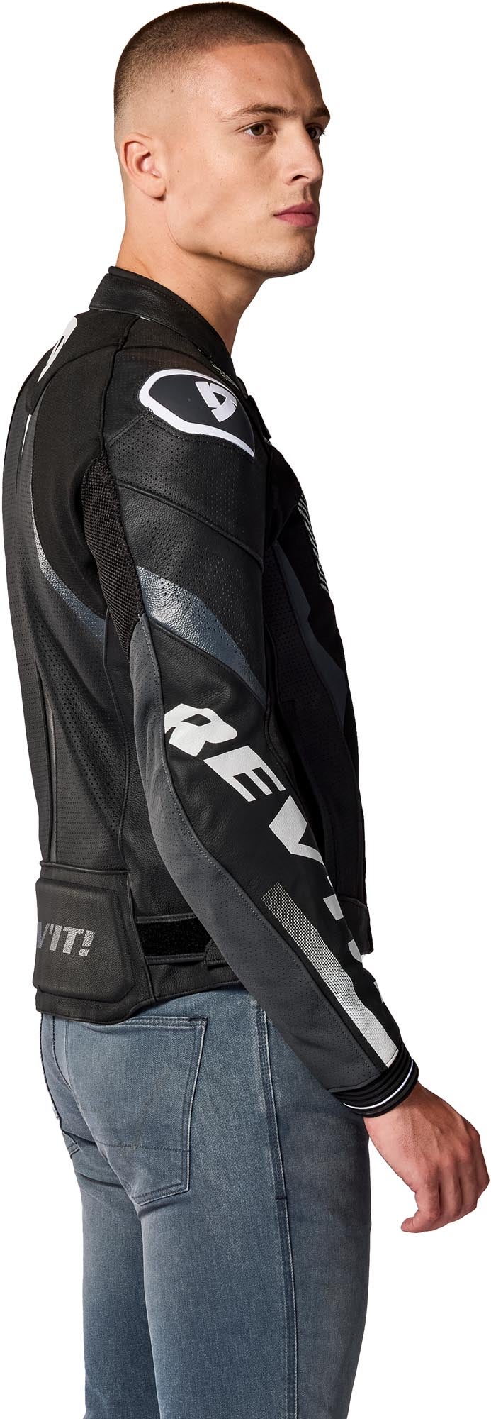 Revit Hyperspeed 3 Air geperforeerde motorleren jas zwart/wit 50 Figuur 5