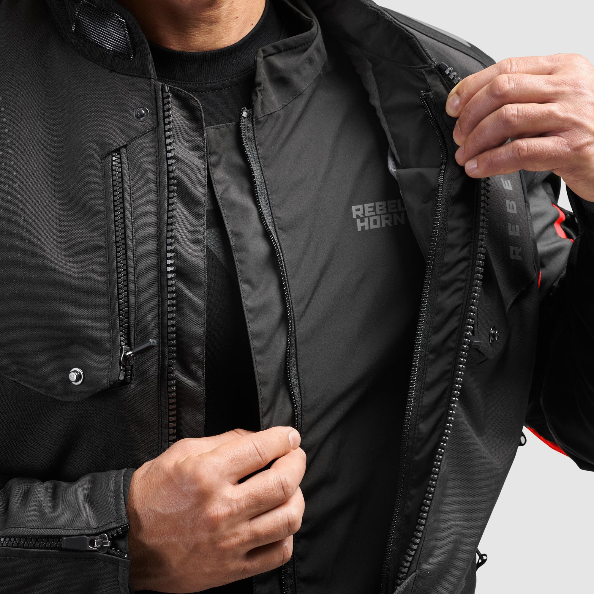 Rebelhorn Hiker 4 waterproof Motorcycle Textile Jacket black/grey/red XL Figure 12