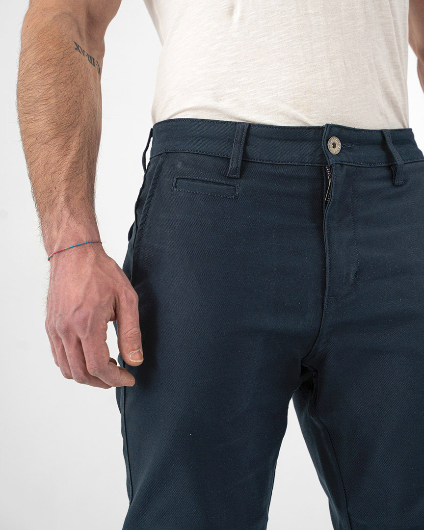 Rokker Navy Chino Calças têxteis da motocicleta Curta 33 Figura 5