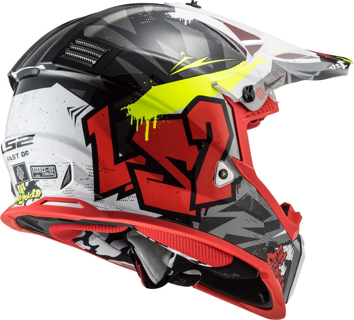 LS2 MX437 Fast Evo Crusher Motocross Helm schwarz matt/rot M (57/58) Abbildung 6