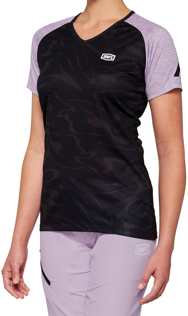 100% Airmatic Black/Lavender Ladies Short Sleeve Bicycle Jersey-image-560542909