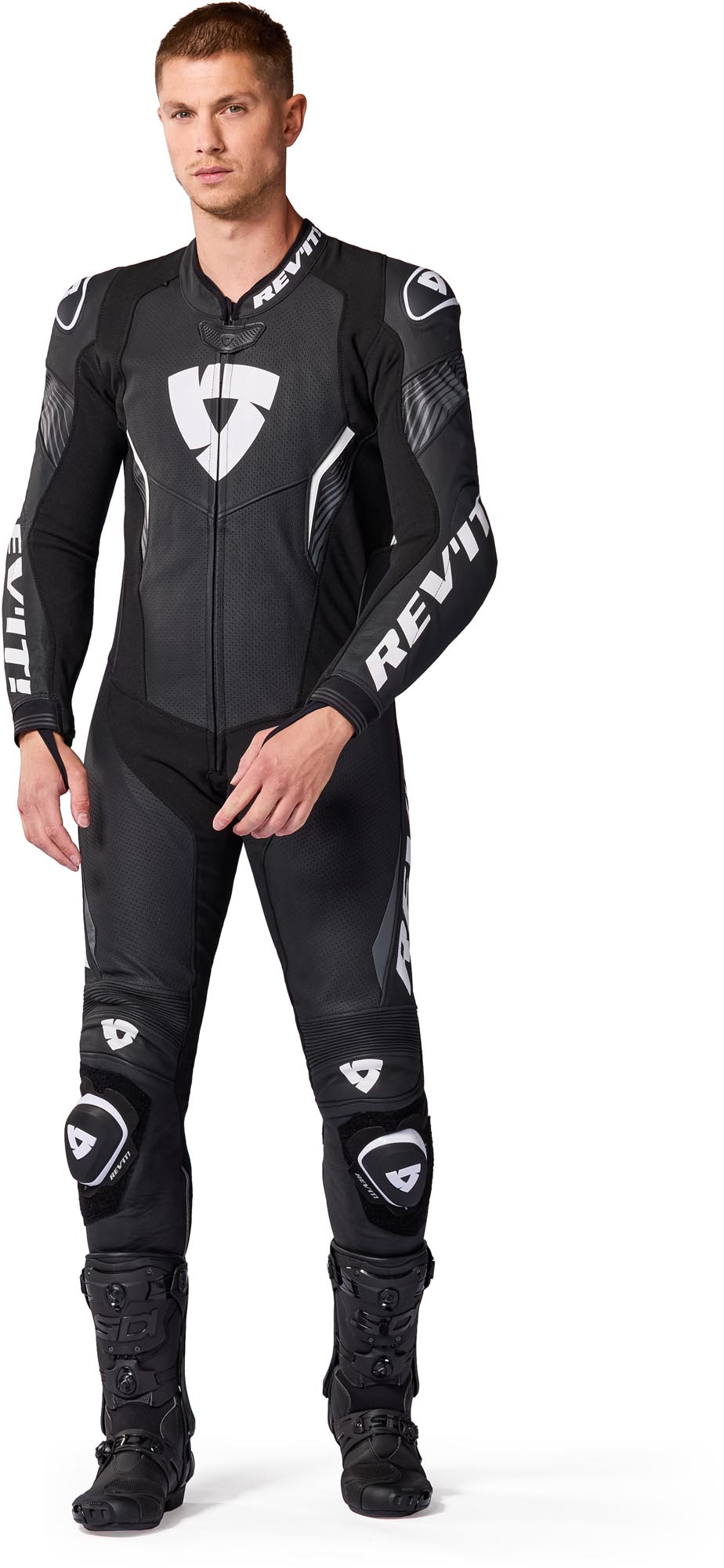 Revit Argon 3 geperforeerd eendelige motorfietsleren pak zwart/wit 52 Figuur 5
