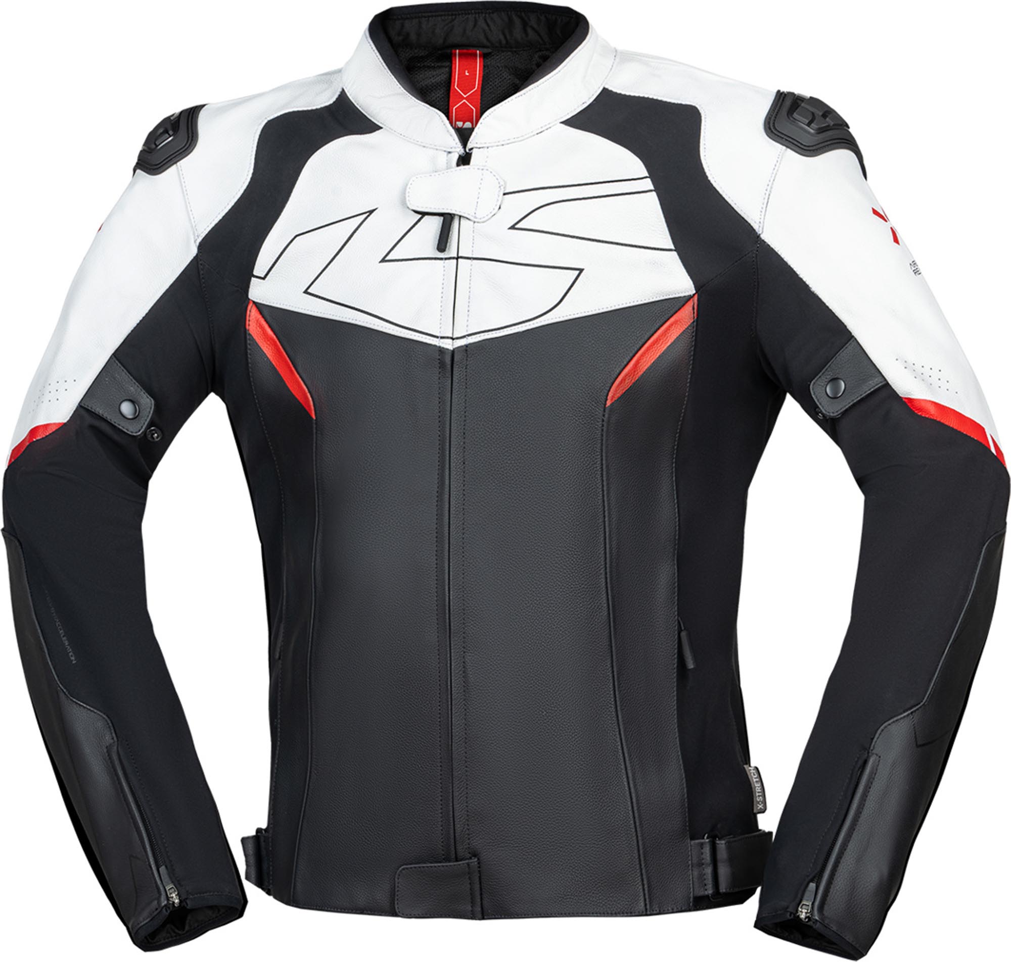 IXS Ace 1.0 Giacca di pelle da motociclista nero/bianco/rosso M Figura 1