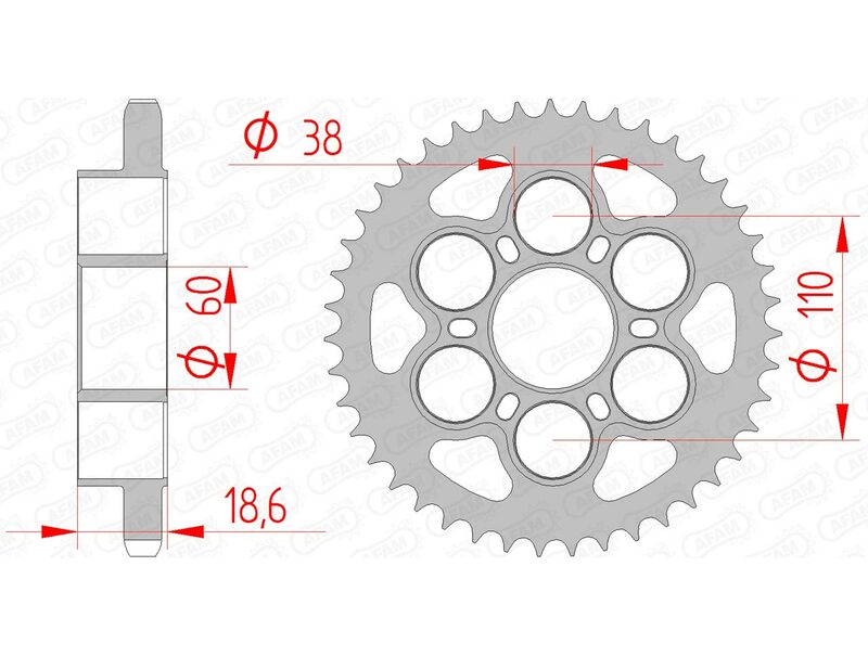 AFAM Steel Standard Rear Sprocket 50801 - 525 Figure 2
