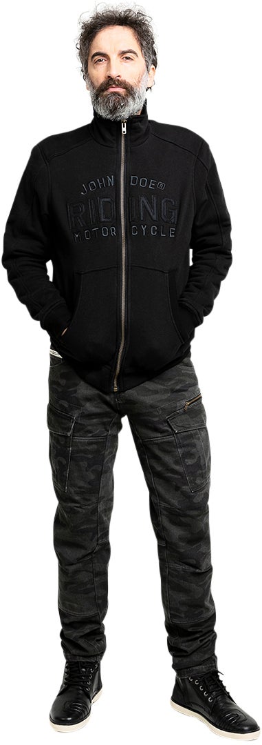 John Doe Standup Neck Motorcykel hoodie Sort/sort 4XL Figur 17