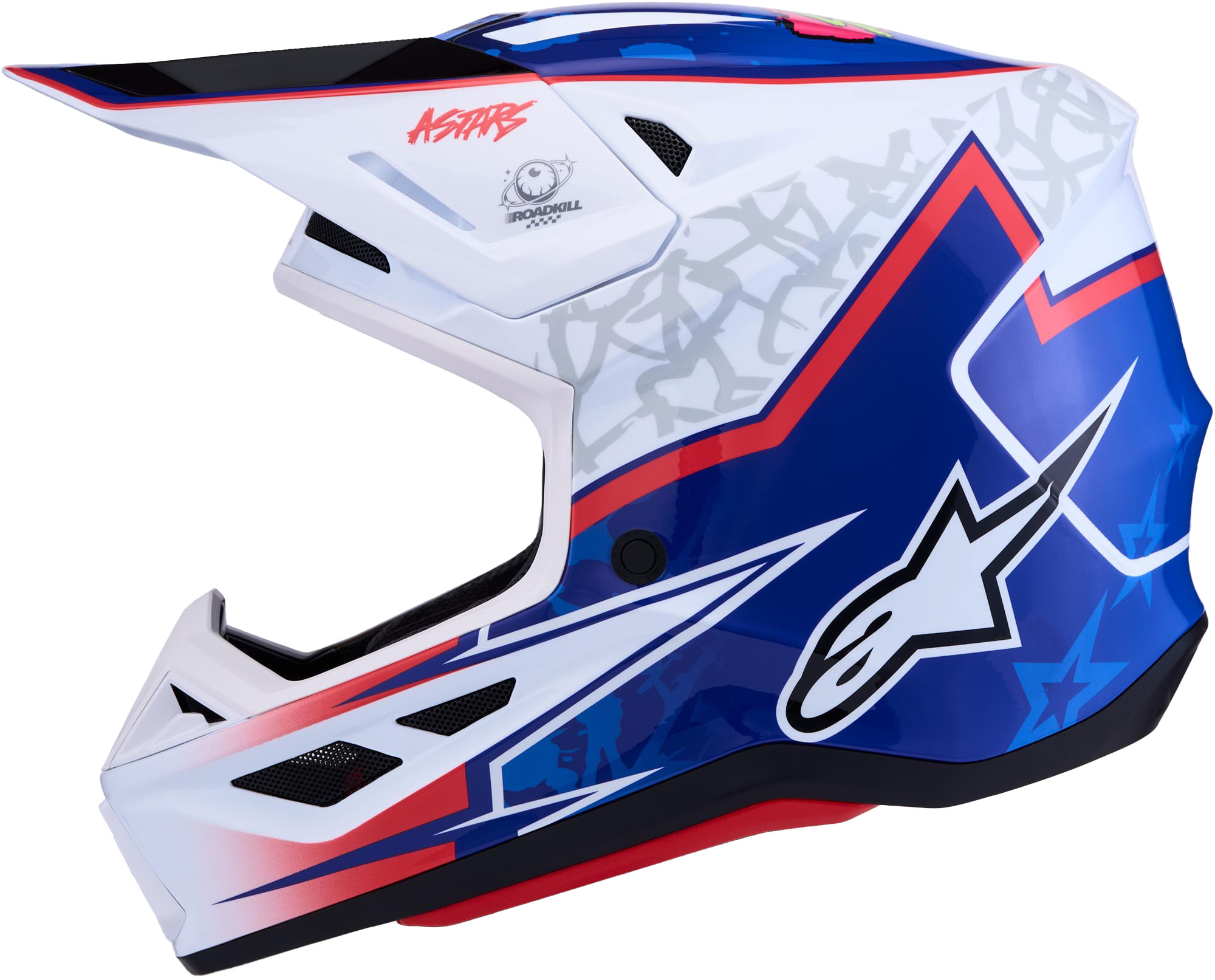 Alpinestars S-M7 Blaster Motocross Helm weiß/blau/rot glossy M (57/58) Abbildung 2
