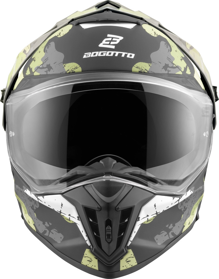 Bogotto FG-601 Sniper Cască Enduro din fibră de sticlă negru mat/gri/verde XS Figura 6