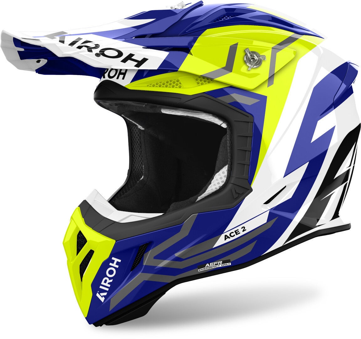 Airoh Aviator Ace 2 Ground Casco da motocross bianco/giallo/blu M (57/58) Figura 1