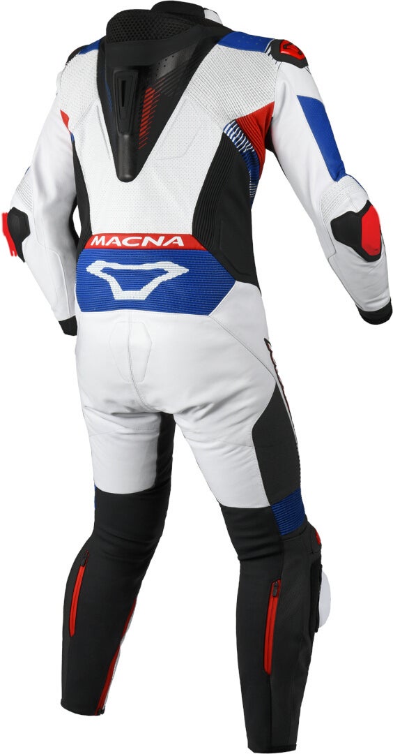 Macna Armadyl geperforeerd eendelig motorfiets lederen pak wit/blauw/rood 56 Figuur 2
