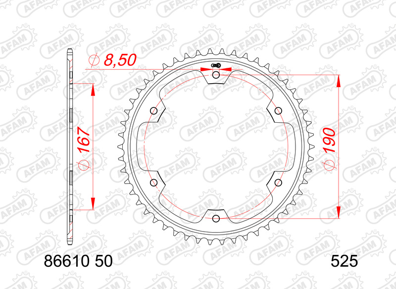 AFAM Kettenrad Stahl Standard - 525 Abbildung 2