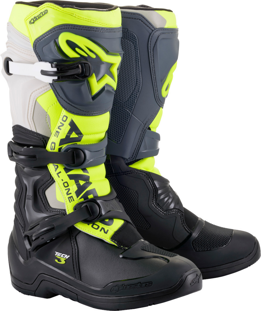 Alpinestars Tech 3 Motocross støvler sort/grå/gul 7 (40,5) Figur 1