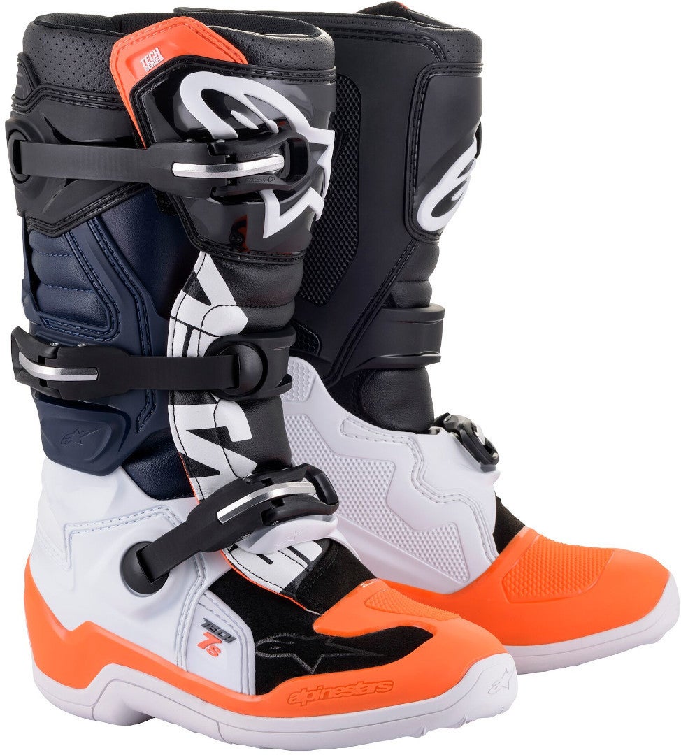 Alpinestars Tech 7S Motocrossstøvler til unge sort/hvid/orange 38 Figur 1