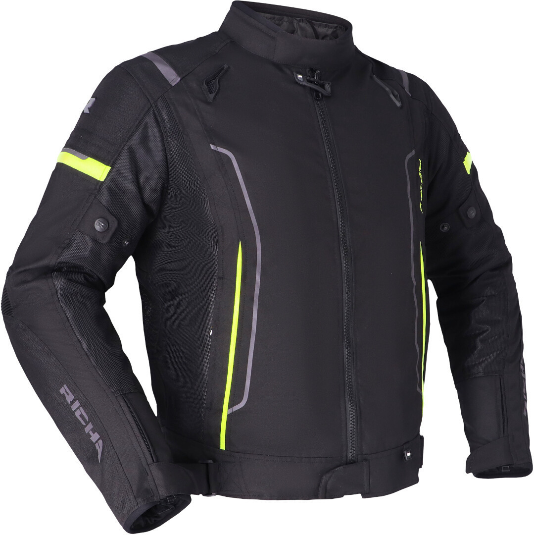 Richa Airstream 3 waterproof Motorcycle Textile Jacket black/yellow M Figure 1