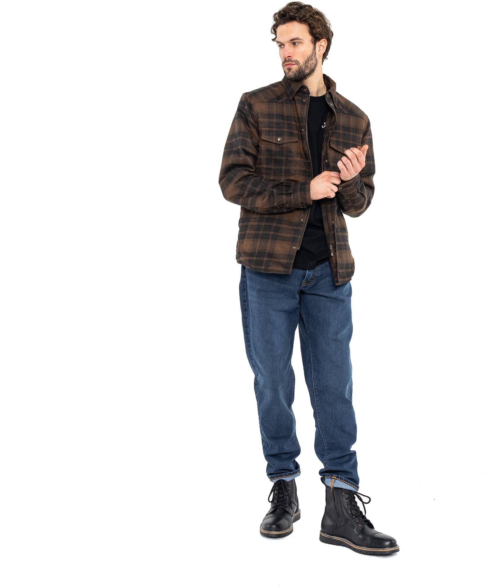 John Doe Motoshirt Skjorte brun M Figur 16