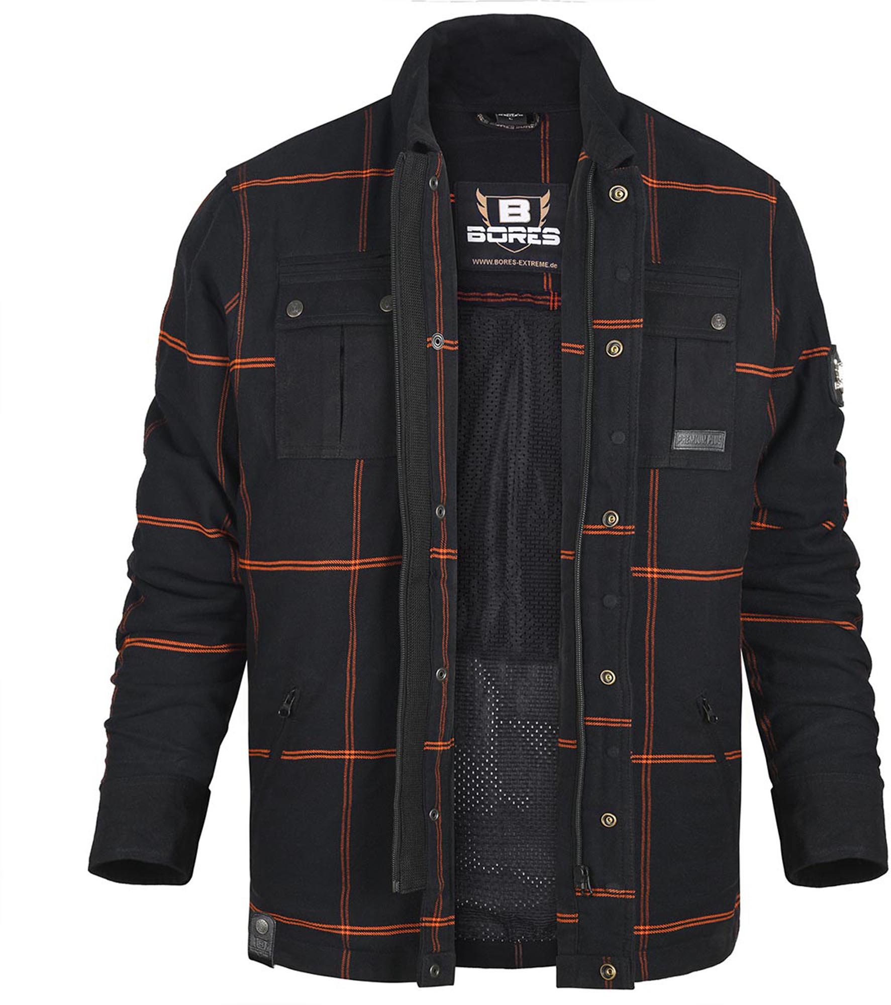 Bores Lumberjack Premium Plus Bortexx Motorradhemd AAA schwarz/orange M Abbildung 1