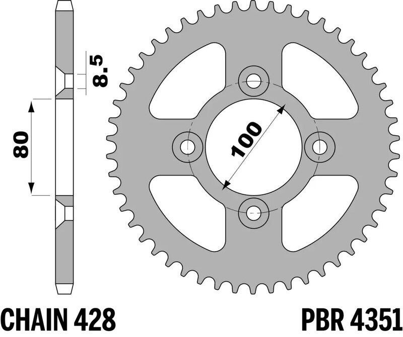 PBR Standard za zadnje zobnike - 428 Slika 1