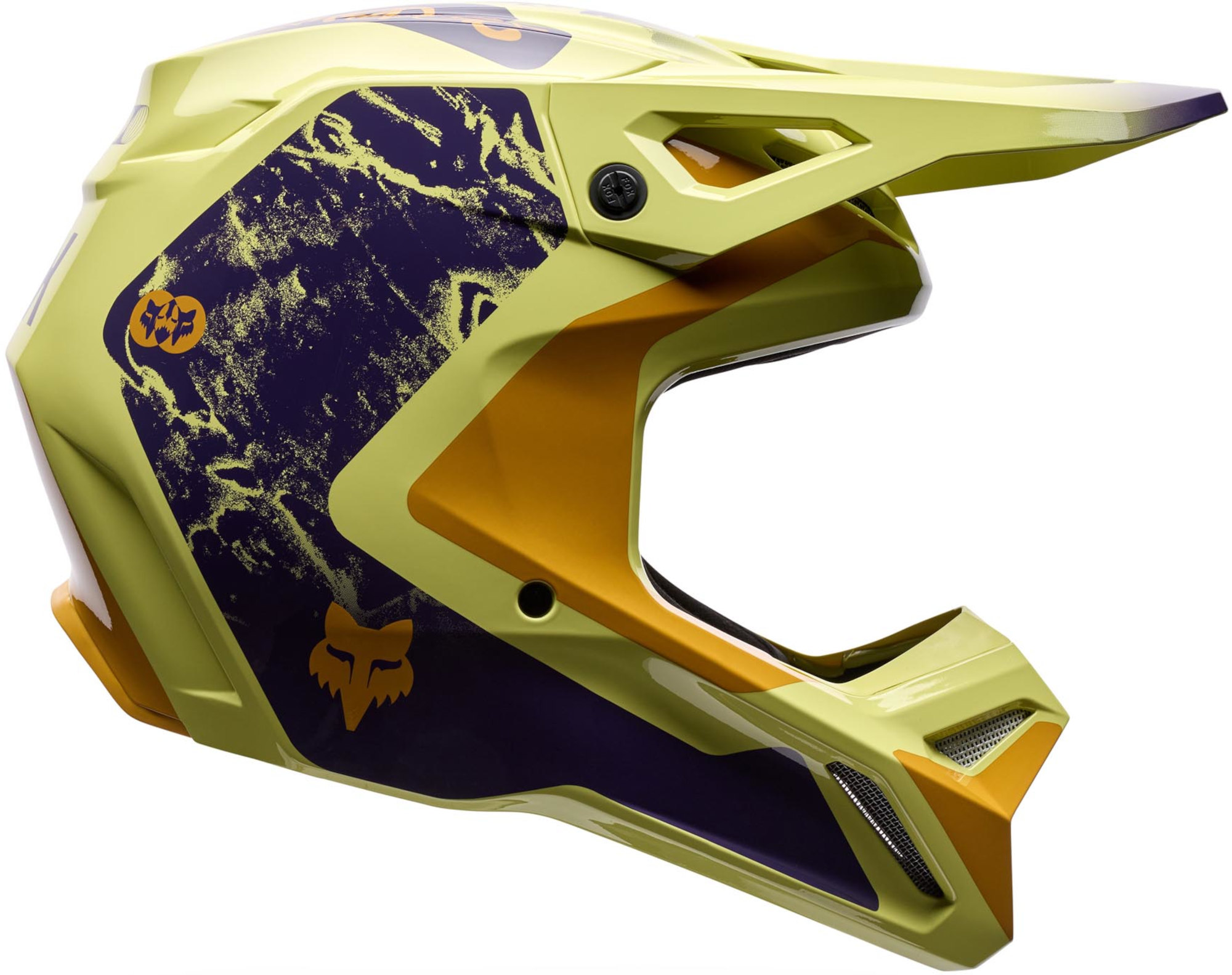 FOX V1 Image Print Motocross Helmet yellow/purple 2XL Figure 2