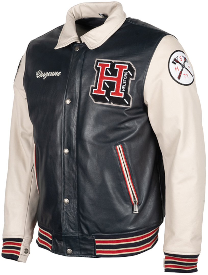 Helstons Cheyenne Motorcycle Leather Jacket blue/cream M Figure 7