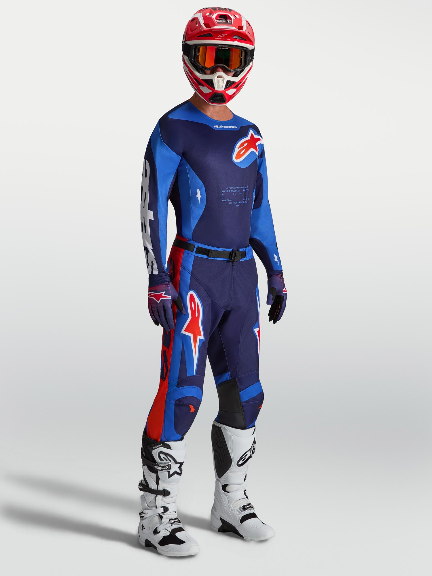 Alpinestars Racer Hunt Motocrosstrøje blå/rød XL Figur 3