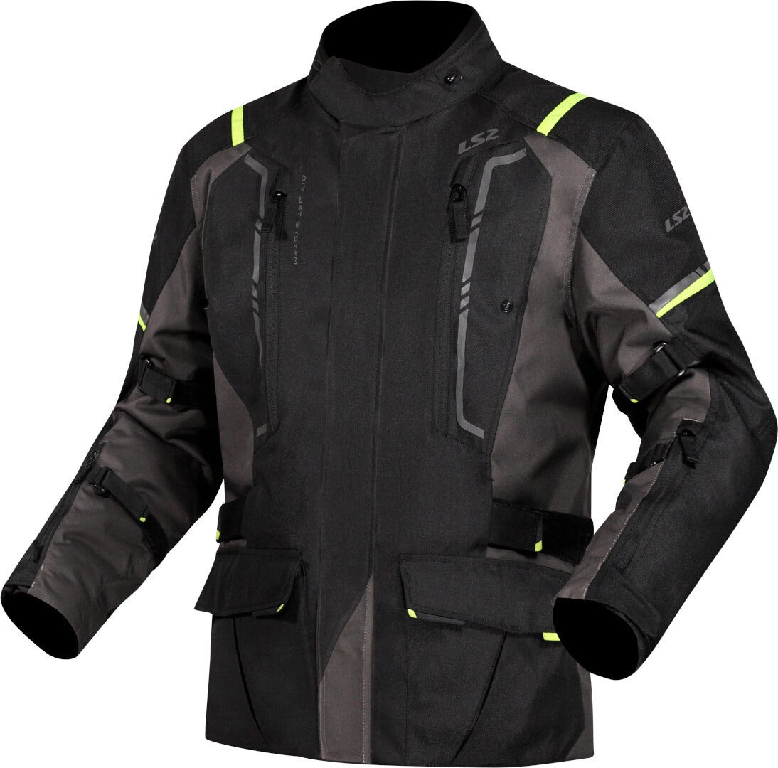 LS2 Narvik Veste textile de moto imperméable noir/gris/jaune fluo XXL Figure 1