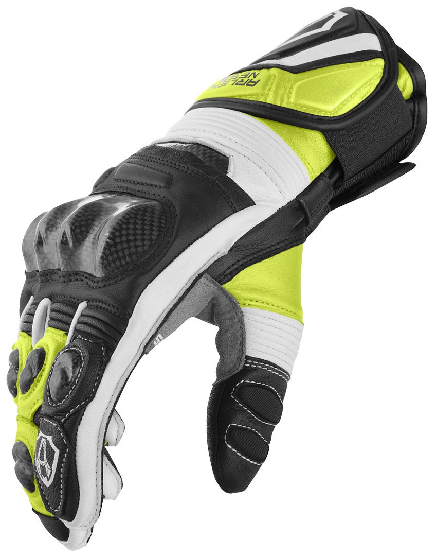 Arlen Ness Monza 2.0 Motorcykel handsker sort/hvid/neongul M Figur 4